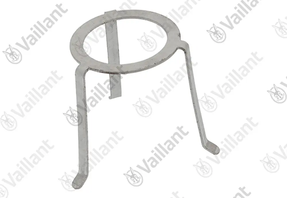 Vaillant Halterung aus Metall mit einem runden Aufsatz und drei Standfüßen, zur Befestigung eines Abgasrohrs.